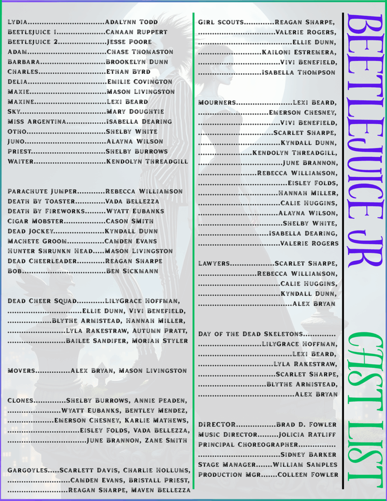 CTC Beetlejuice Jr Cast List